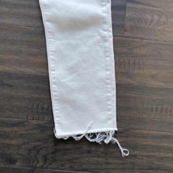 L’AGENCE Sada Cropped Jean Womens Sz 27 Cream Frayed Hem Slim High Rise - Picture 4 of 8